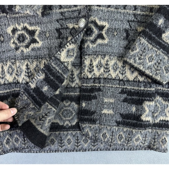 Andrea Faye Jacket Womens Large Grey Aztec Navajo Cabin Shawl Vintage USA - Picture 5 of 9